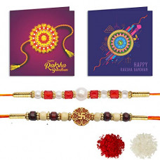 Deals, Discounts & Offers on  - YouBella 2 Rakhi and 2 Greeting Card Combo For Brother (Multi-Colour) (YBRK_93)