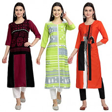 Deals, Discounts & Offers on Women - [Size XL] Sancom Women's Crepe Straight Kurta