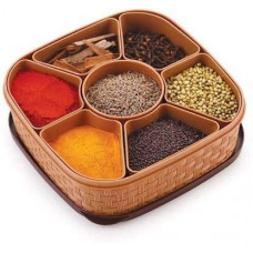 Deals, Discounts & Offers on  - AXN Plastic Masala Rangoli Box - 7 Sections - 700 ml, 1 Piece, Multicoloured