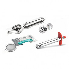 Deals, Discounts & Offers on  - Ritu Stainless Steel Lemon Squeezer with Bottle Opener,Tea Strainer and Gas Lighter Combo Pack