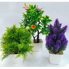 Deals, Discounts & Offers on  - FORTISTA Artificial Flowers Plants with Pot For Home Office Decor ( Set of 3)