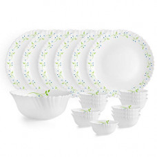 Deals, Discounts & Offers on  - Cello Opalware Dazzle Tropical Lagoon Dinner Set, 19pcs, White, Medium