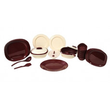 Deals, Discounts & Offers on  - Signoraware Square Plastic Dinner Set, 36-Pieces, Maroon
