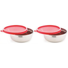 Deals, Discounts & Offers on  - Signoraware Buddy Steel Container, Set of 2, 380ml+380ml, Red