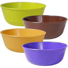 Deals, Discounts & Offers on  - Wonder Prime Sigma 500 Microwave Safe Premium Quality Multipurpose Plastic Bowl Set, 4 pc Mixing Bowl 450 ml, Yellow Brown Violet Green Color, Made in India, KBS02099