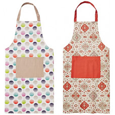 Deals, Discounts & Offers on  - Amazon Brand - Solimo 100% Cotton Adjustable Kitchen Apron, Set of 2, Spheres and Motifs