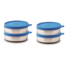 Deals, Discounts & Offers on  - Signoraware Stainless Steel Mini Mate Container, 60 ml Each, Blue, Set of 4