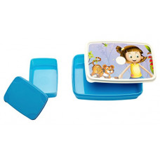 Deals, Discounts & Offers on  - Signoraware Dream Land Plastic Lunch Box Set, 2-Pieces, Blue