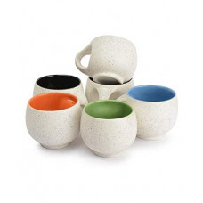 Deals, Discounts & Offers on  - Anwaliya Fauna Series Ceramic Tea Cups - 6 Pieces, Pari White, 200 ML