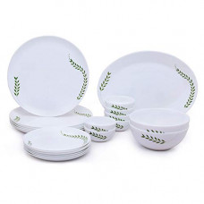 Deals, Discounts & Offers on  - Larah by Borosil - Moon Series, Botanica 21 Pieces Opalware Dinner Set, White