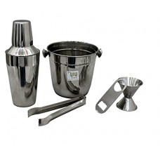 Deals, Discounts & Offers on  - Dynore 5 pcs Beginners Bar Set - Ice Bucket, Small Bottle Opener, Regular Cocktail Shaker, peg Measure, ice Tong