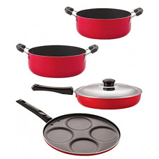 Deals, Discounts & Offers on Cookware - Nirlon Gas Compatible Non Stick Aluminium Cookware Set of 4 Pieces (FP13_UP4_CS26_CS24)
