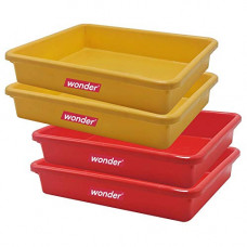 Deals, Discounts & Offers on  - Wonder Prime Plastic Exel Medium Ractangular Multipurpose Organising & Storage Tray Set, 4 pc Set, Red Yellow Color, Made in India, KBS01815
