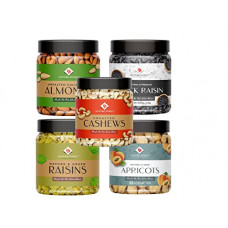 Deals, Discounts & Offers on  - Nature Purify 1.25kg Dry Fruit Combo Pack (Almond,Cashew,Apricot,Kishmish,Black Raisins-250g Each)-All Premium