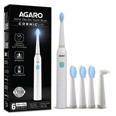 Deals, Discounts & Offers on Health & Personal Care -  AGARO COSMIC Lite Sonic Electric Toothbrush For Adults with 6 Modes, 3 Brush Heads, 1 Interdental Head and Rechargeable with 3.5 Hours Charge Lasting up to 25 Days, Power Toothbrush, (White) (33542)