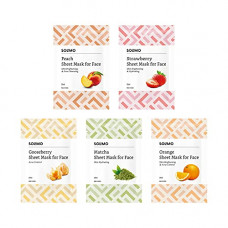 Deals, Discounts & Offers on Beauty Care - Amazon Brand - Solimo Face Sheet Mask, Pack of 5 (Peach, Strawberry, Gooseberry, Matcha, Orange)