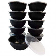 Deals, Discounts & Offers on  - V4L Hatchblack Reusable Plastic Microwave Safe Containers Bowl with lid (Pack of 15) ,650ml ,Black