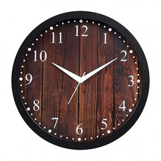 Deals, Discounts & Offers on  - EFINITO Wooden Abstract Theme Checkered Wall Clock, Brown, 12 Inch