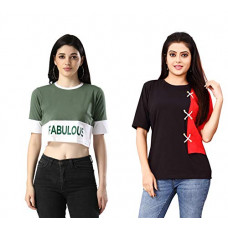 Deals, Discounts & Offers on Laptops - DHRUVI TRENDZ Women Printed Top with Half Sleeves