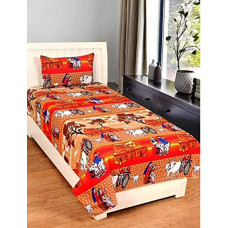 Deals, Discounts & Offers on  - Just Muralidhar & Sons Pure Cotton Single Bedsheet with 1 Pillow Cover Size: 60x90 with Multicolor 46