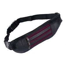 Deals, Discounts & Offers on  - K London Stylish Real Leather Waist Bag Elegant Style Travel Pouch Passport Holder with Adjustable Strap (11252_Purple_zips)