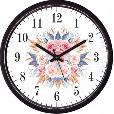 Deals, Discounts & Offers on  - Crafts World Wall Decorative Big Size Wall Clock, Black Frame, White Colour with Flower Print and Easy to Read Big Size Numbers, Wall Clocks