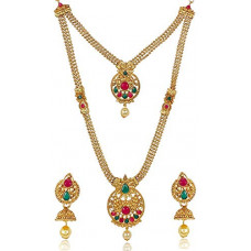 Deals, Discounts & Offers on Women - Shining Diva Fashion Latest Long Design Necklace Set For Women Wedding Traditional Gold Plated Jewellery Set
