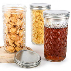 Deals, Discounts & Offers on  - Ash & Roh Mouth Mason Jars Mason Glass Jars For Meal Prep ,Kitchen Storage With Airtight Silver Lid - 320 ml (2)