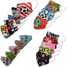 Deals, Discounts & Offers on  - Creative Kids Polycotton Fabric Cartoon Print Reusable & Washable Assorted Face Masks (Multicolor; Pack of 20)