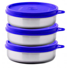 Deals, Discounts & Offers on  - Signoraware Executive Steel Container Small, Set of 3,200ml+200ml+200ml, Violet