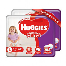 Deals, Discounts & Offers on Baby Care - Huggies Wonder Pants, Large (L) Size Baby Diaper Pants, 9 - 14 kg, Combo Pack of 2, 42 count Per Pack, 84 count, with Bubble Bed Technology for comfort