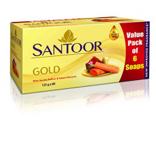 Deals, Discounts & Offers on Beauty Care - Santoor Gold Soap with Saffron, Sandal & Sakura Extracts, 125g (Pack of 6)