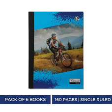 Deals, Discounts & Offers on  - Genius - Classic - Pack of 6 books - Single ruled, Blue Adventure, 160 Pages, Size:-29.5 cms x 20.5 cms x 0.8 cms