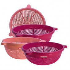 Deals, Discounts & Offers on  - Wonder Kalpna Plastic Fruit Basket Set, 4 Pcs Tokri, Red Pink Color, Made In India, Kbs01654