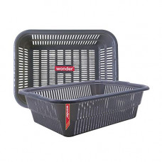 Deals, Discounts & Offers on  - Wonder Natasha 1519 Plastic Fruit Basket, Set of 2, Grey Color, Made In India