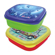 Deals, Discounts & Offers on  - Wonder Plastic Kit Kat Lunch Box Set, 2 pc Lunch Box Big with Saparate Container & Spoon & Fork, Green Yellow Colour, Made in India