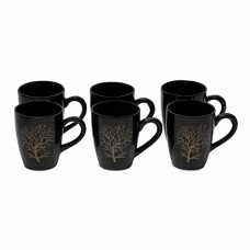 Deals, Discounts & Offers on  - Anwaliya Edesia Series Ceramic Coffee Mugs, 250 ml, Set of 6, Printed Black ABG1