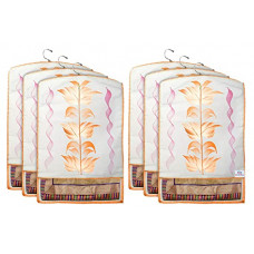 Deals, Discounts & Offers on  - Heart Home Non Woven Hanging Saree Cover, Wardrobe Organizer, Closet Organizer, Saree & Garments Protector Cover With 1 Zipper Compartment on Back Side- Pack of 6 (Orange)-HS_38_HEARTH21481