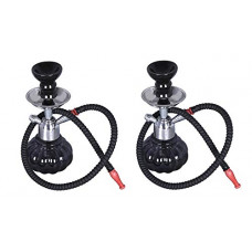 Deals, Discounts & Offers on  - Angelic Black 24 cm Metal Table Hookah Set of 2