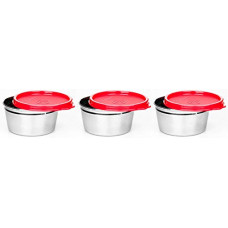 Deals, Discounts & Offers on  - Signoraware Tiny Wonder Steel Container, Set of 3, 250ml+250ml+250ml, Red