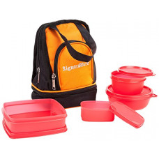 Deals, Discounts & Offers on  - Signoraware Carry Plastic Lunch Box with Bag, Deep Red