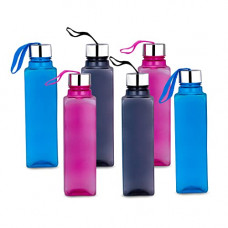 Deals, Discounts & Offers on  -  LEVERET Frosty Plastic Food Grade Fridge Square Water Bottle Set(6 Pieces, 1L,Assorted)