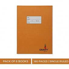 Deals, Discounts & Offers on  - Genius - Gravity - Pack of 6 books -Single ruled, Square design, 180 Pages, Size:-24 cms x 18 cms x 0.8 cms