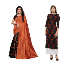 Deals, Discounts & Offers on Women - [Size M] ANNI DESIGNER Women's Printed Saree and Printed Kurti