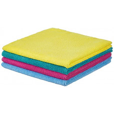 Deals, Discounts & Offers on Home Improvement - Amazon Brand - Presto! Thick Microfibre Cleaning Cloth, 40 x 40 cm, 330 GSM, Set of 4, Multicolour
