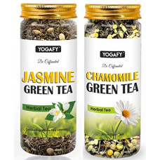 Deals, Discounts & Offers on  - YOGAFY- COMBO Jasmine Green Tea (100g) & Chamomile Green Tea (100g) || DETOX Tea || Rich in VIT A & C | Gluten Free, Non-GMO