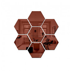 Deals, Discounts & Offers on Home Improvement - Bikri Kendra - Hexagon 7 Brown- 3D Acrylic Decorative Mirror Murals Wall Stickers