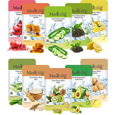 Deals, Discounts & Offers on Beauty Care - Masking Beauty Facial sheet Mask (Combo of 10 Pack) For Skin Lightening, Glowing, Hydrating, Nourishing, Brightening, Regeneration and Calming Face Sheet Mask with Real Extracts ideal