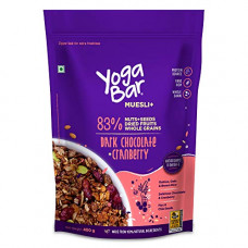 Deals, Discounts & Offers on  -  Yogabar Wholegrain Breakfast Muesli - Dark Chocolate + Cranberry, 400g (Single Pack) | Healthy Breakfast Cereals | Granola | Gluten Free | Antioxidant Rich | Healthy Food
