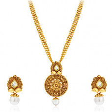 Deals, Discounts & Offers on Women - Sukkhi Graceful Pearl Gold Plated Wedding Jewellery Kundan Necklace Set For Women (2581NKDP450)